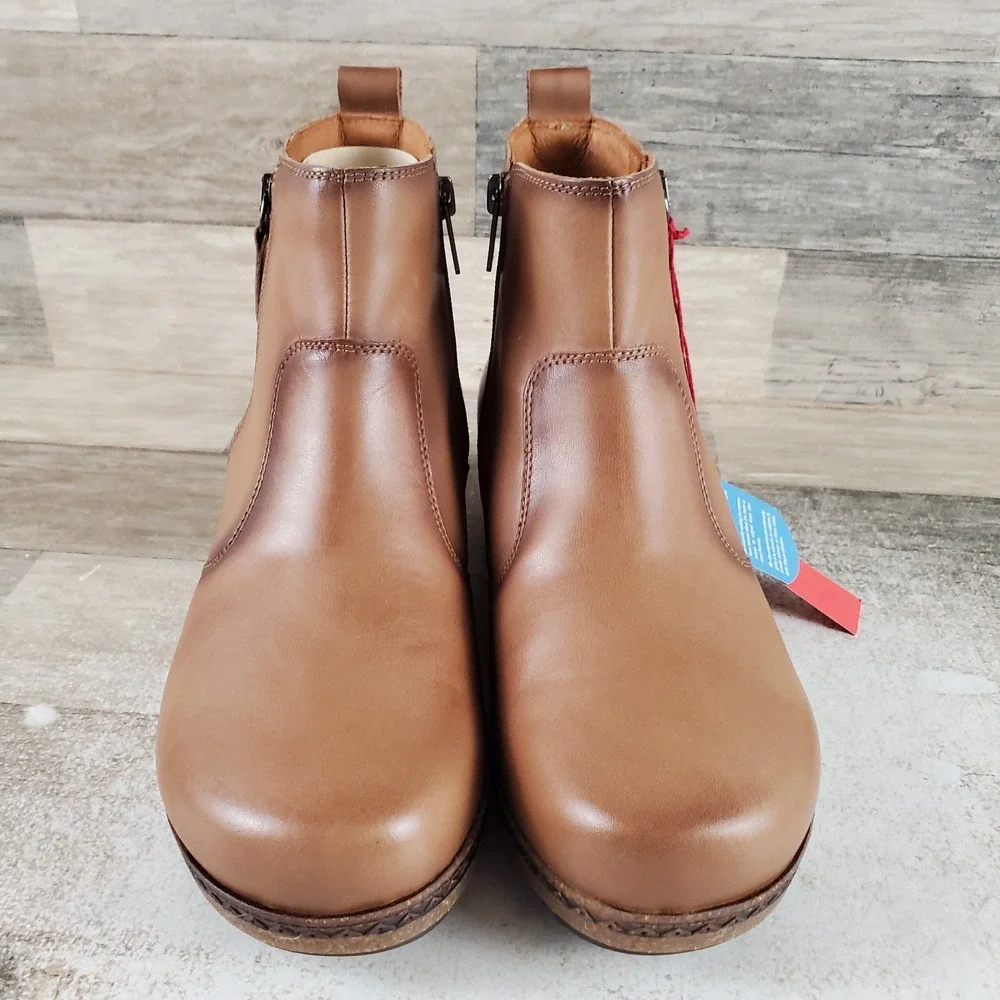 Pikolinos Granada Wow Womens Ankle Boots Sz 8.5 Castor Leather Side Zip Casual